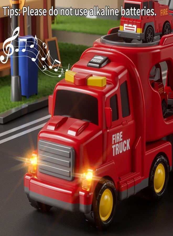 JUKUDAHU Truck Toys for 3 4 5 6 Years Old Boys, Toddler Car Toys for Toddler Boys Ages 3-5, Fire Toys Car Carrier Vehicle Toy Set, Kids Toys Truck Set for Age 3-9 - Image 2